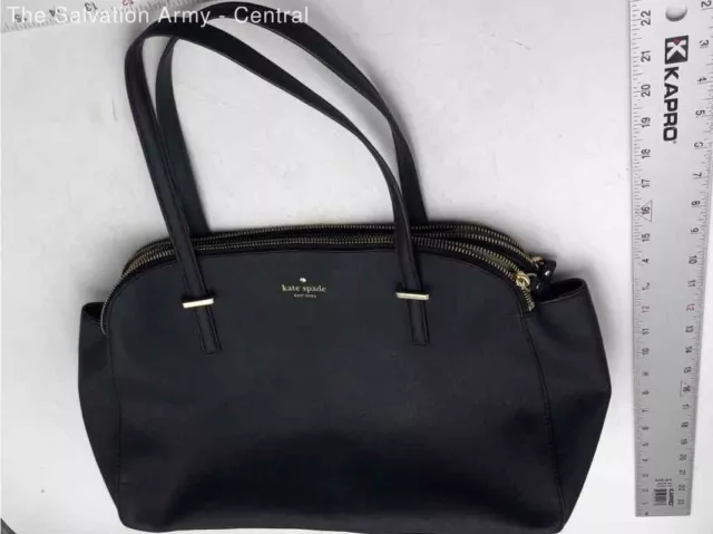 Kate Spade New York Womens Black Leather Inner Pockets Double Handle Tote Bag