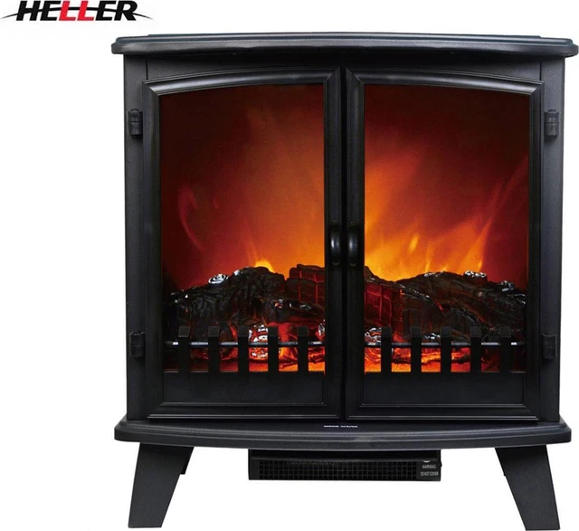 ELECTRIC DOUBLE DOOR Fireplace Flame Effect Heater 1800W Heller Designer -  Black $380.50 - PicClick AU