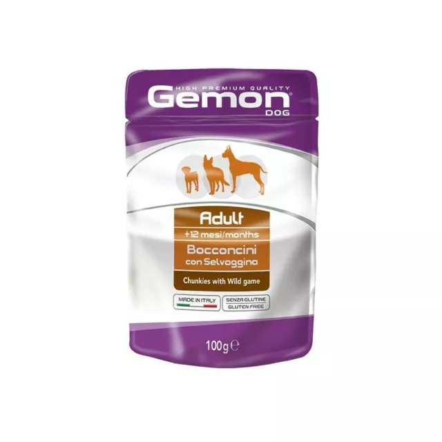 GEMON Adult bocconcini con Selvaggina - cibo umido per cani 24x100 g
