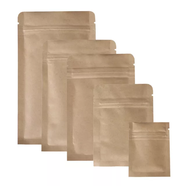 New Flat Brown Kraft QuickQlick™ Mylar Bags Pouches Multiple QTY Sizes