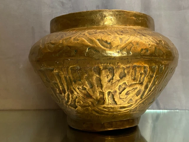 Cache-pot en laiton bronze Perse XIXe 2