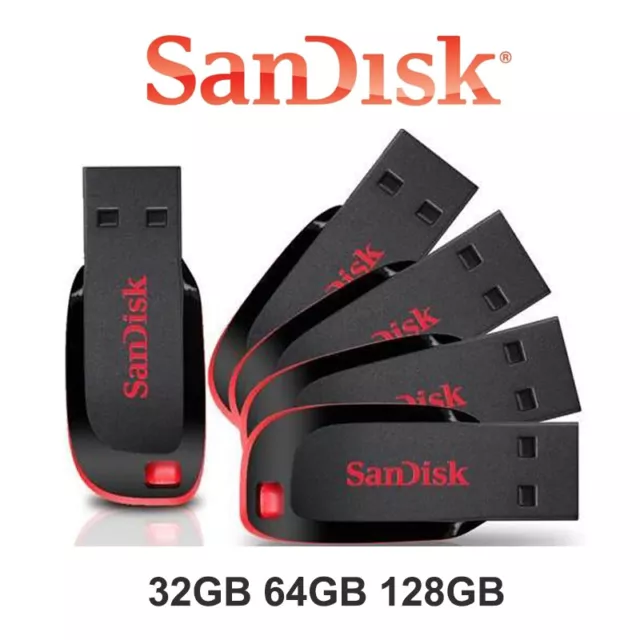 SanDisk Cruzer Blade USB 32GB 64GB 128GB 2.0 Flash Drive Memory Stick UK SELLER