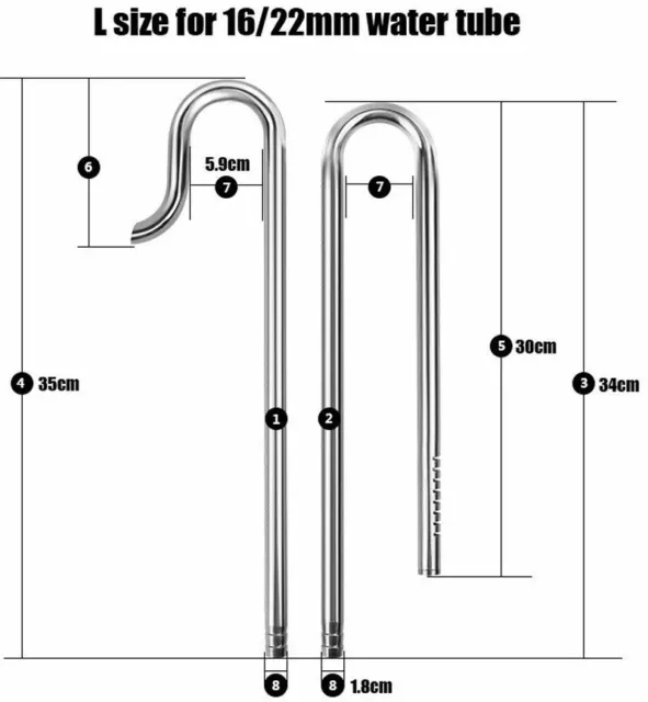 Lily Pipe Aquarium Filter Stainless Steel Inflow Outflow Fish Water Plant Tank 3