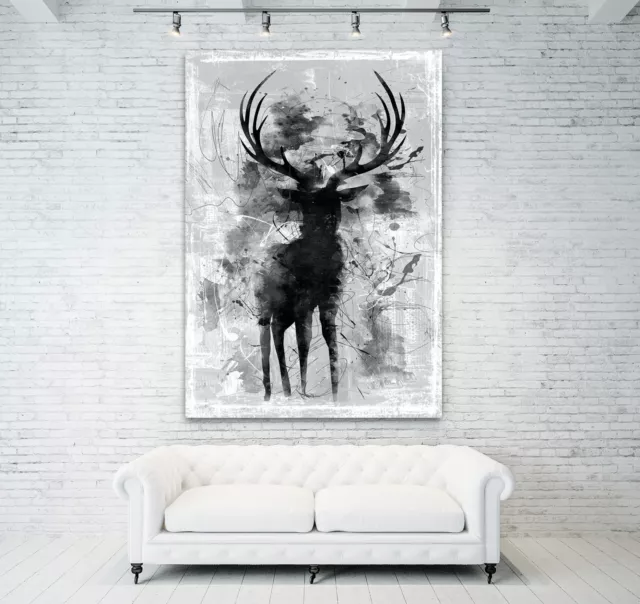 Leinwandbild Hirsch Abstrakt Natur Tierbilder Wandbilder Kunstdruck Wanddeko