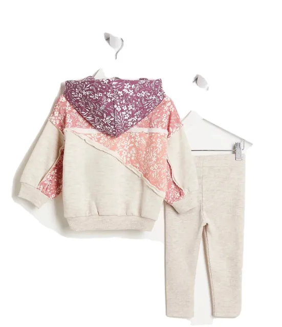 River island Mini girls cream floral hoodie and leggings Aged 6-9 Months