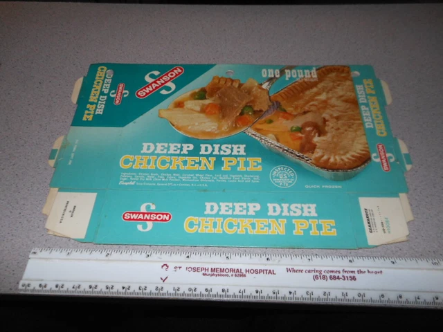SWANSON 1960s TV dinner frozen food box UNUSED deep dish CHICKEN POT PIE