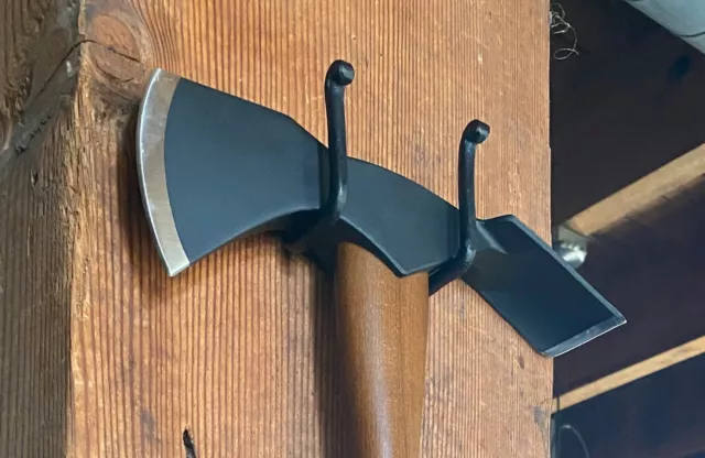 HAND-FORGED Iron Axe/Sword/Hammer Mount Display - Blacksmith Strong Artisan Hook