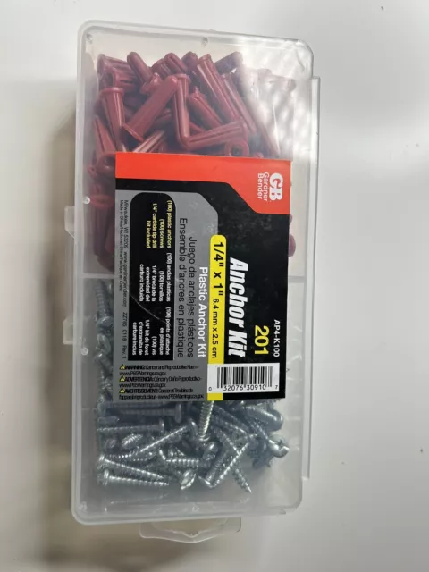 Gardner Bender Ap4-K100 Plastic Conical Anchor,1/4 X 1",Pk100