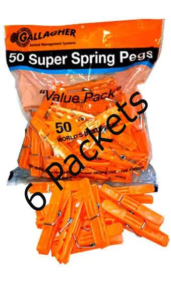 6 x 50 Pack Gallagher clothes spring pegs 1 Year Guarantee Line Horse Airer