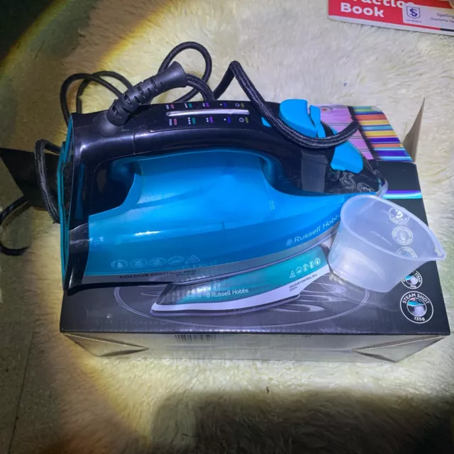 Russell Hobbs 22860 Colour Control Steam Iron Anti-drip System 2400W 0.38L Aqua