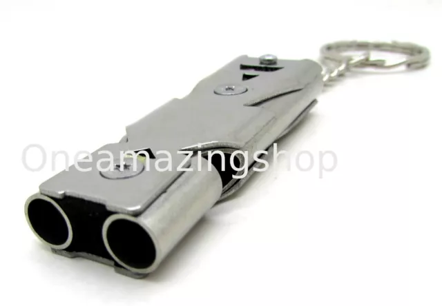 Double Tube Metal Survival Whistle Emergency Distress Safety Equipment Camping