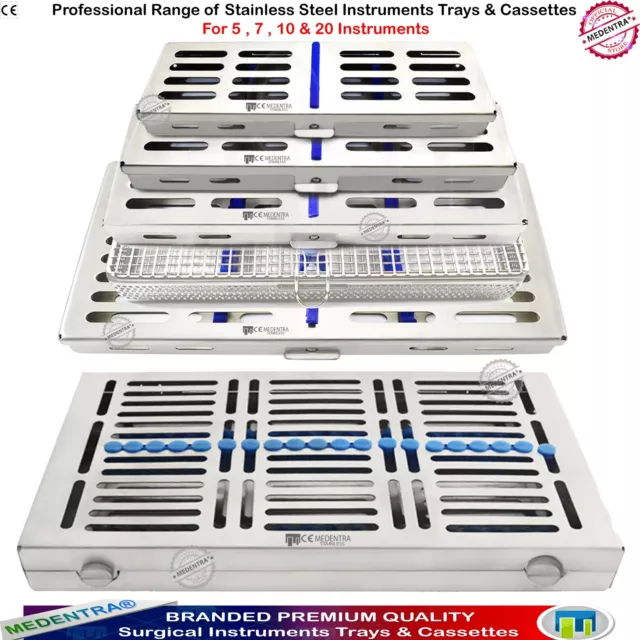 Dental Sterilization Cassettes Trays Stainless Box for 5,7,10,20 Instruments NEW