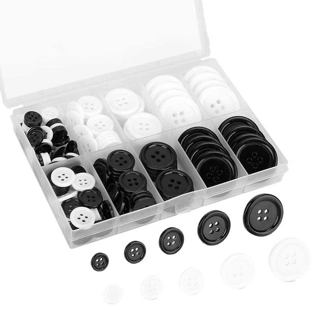 Set 160 pezzi bottoni da cucito flatback pulsante resina con scomparto portaoggetti C9M9