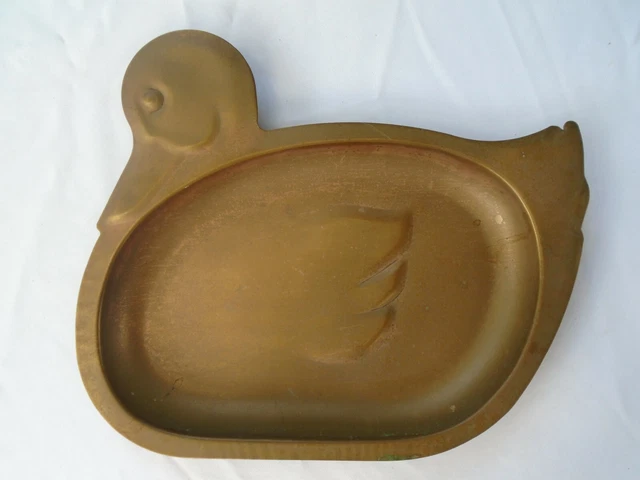 Vintage Brass Metal Duck Tray Dish Table or Wall Hanging Plaque Farmhouse