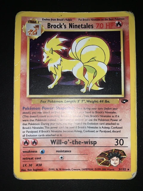 Pokémon Card Brock’s Ninetales 3/132 Gym Challenge Eng English Holo