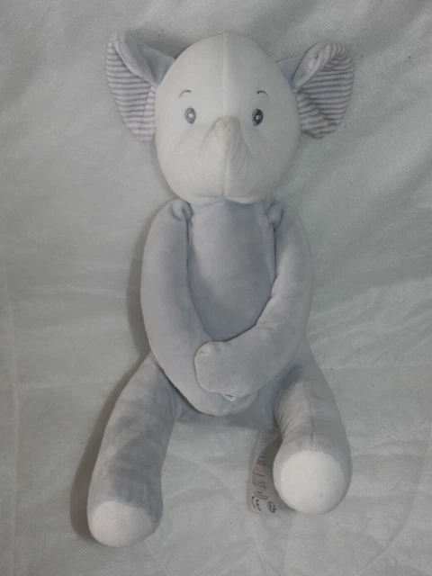 Tom & Kiddy Bisous D'ange Doudou Peluche Elephant Souris Gris Blanc Etat Neuf