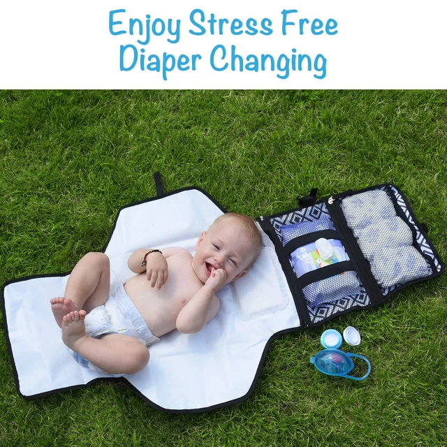 Portable Changing Pad Diaper Bag w/ Head Pillow, Travel Infants Newborn