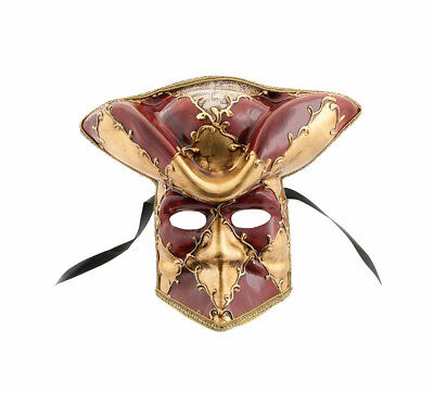 Mask Casanova from Venice Bauta Red Carnival Venetian Authentic VG13 861