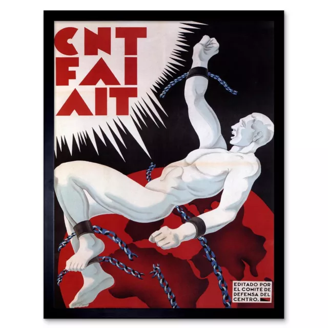 Propaganda War Spanish Civil Fai Cnt Anarchy Spain Vintage Advert Framed Print