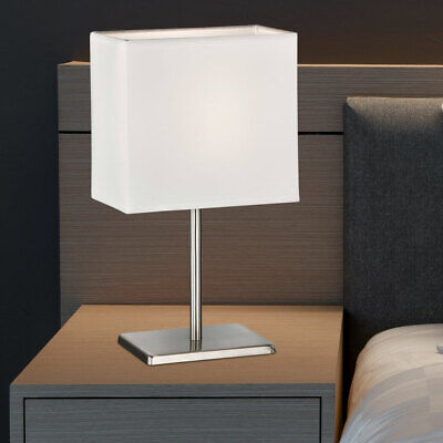 Lampe de Table Feu Latéral Lampes de Chevet 1x E14 Tissu Blanc Métal H 30 CM