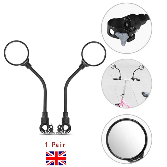 2Pcs Bicycle Adjustable Handlebar Convex Rear View Mirrors Bike Rearview Mirror
