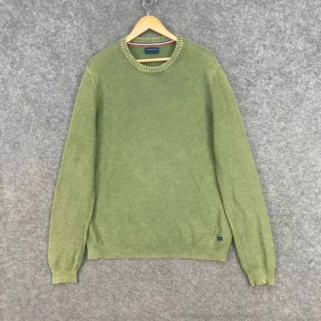 Academy Brand Jumper Mens XL Green Knit Long Sleeve Cotton Crew neck 29327