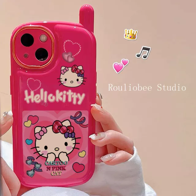 For iPhone 14 Pro Max 13 12 11 SE XS XR Girl's Cute Hello Kitty Pink Case Cover