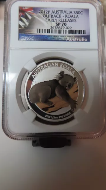 2012 Australia Outback Koala Coin 1/2oz Silver Colorized NGC SP-70 ER 2