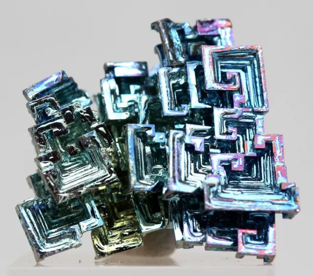 BISMUTH  Rainbow Iridescent Crystal Cluster Mineral Specimen Element