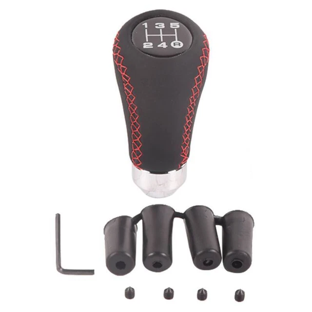 Universal Manual 5 Speed Car Gear Stick Shift Knob Shifter Lever Leather Black