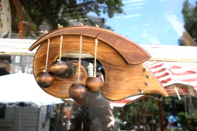 Vintage Door Harp Wave Shaped Chime Wooden