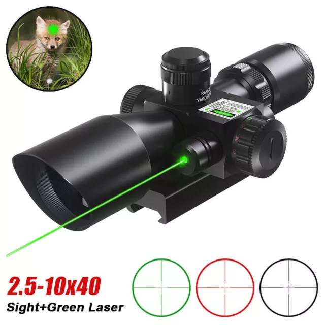 2.5-10x40 Rifle Scope Mil-dot Red Green Dual illuminated with Red Laser Rifle US