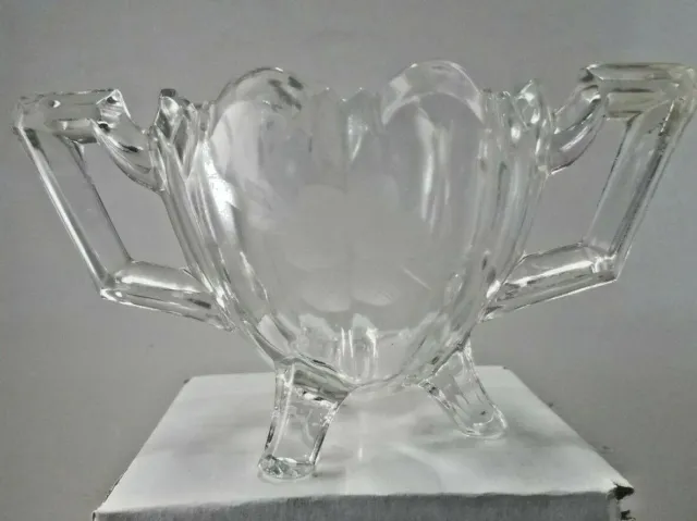 EAPG Indiana Glass #125 Fluted Colonial Old Reliable 3 Footed Sugar Bowl Etched