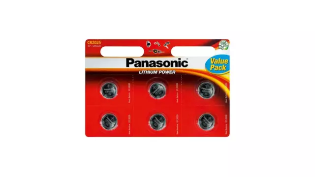 6 x Panasonic CR2025 3V Lithium Coin Cell Battery 2025 SB-T14 280-205 PAN4034