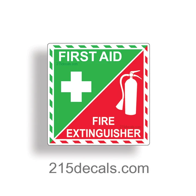 FIRST AID FIRE Extinguisher Inside Sticker Decal Adhesive Emergency