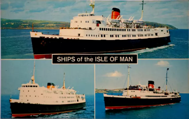 Postcard Ships of the Isle of Man Ship S.S. Manx Maid Mona's Queen SS King Orry