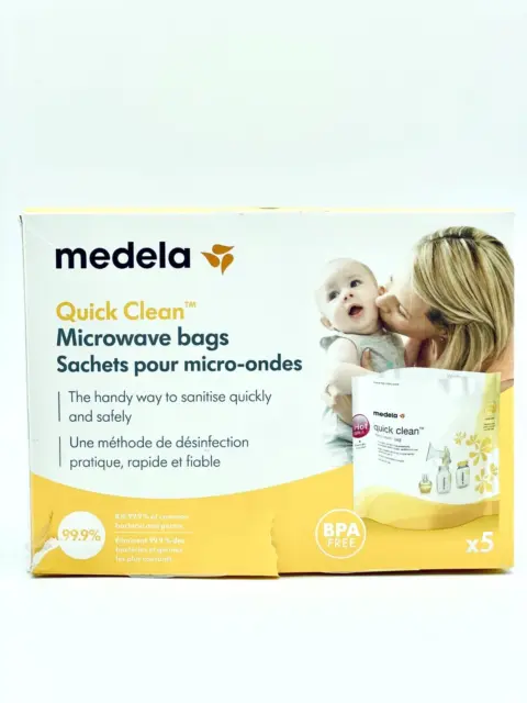 Medela Mikrowellen Beutel zur Sterilisation von Babyfläschchen, 5er Pack