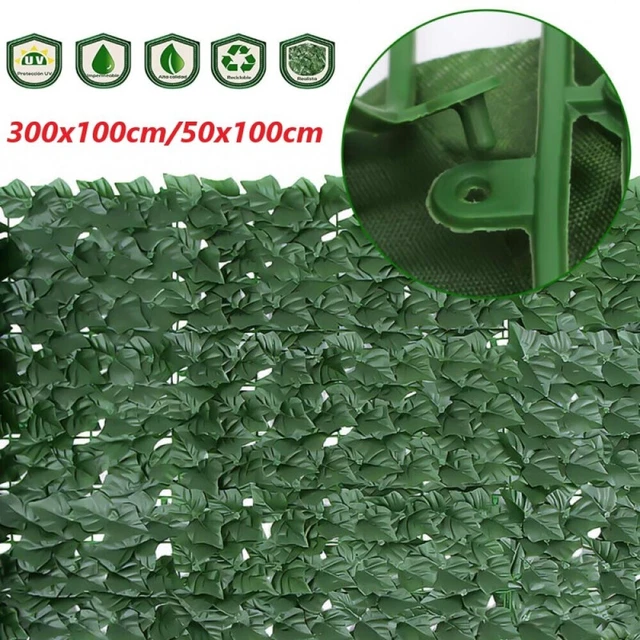 Künstliche Efeu Hecke Sichtschutz 100x300cm/100x50cm Balkon Blätter Gartenzaun