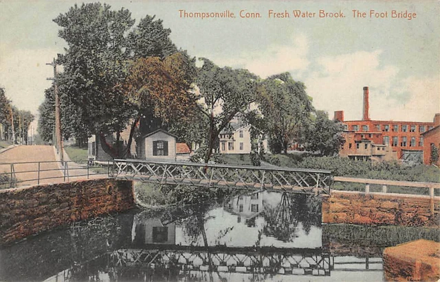 Thompsonville, Enfield, Ct ~ Foot Bridge Over Brook, Chestnut Pub 1907-20