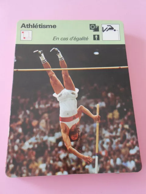 Athlétisme En cas dégalité Saut en Hauteur/ à la perche Fiche Card 1978