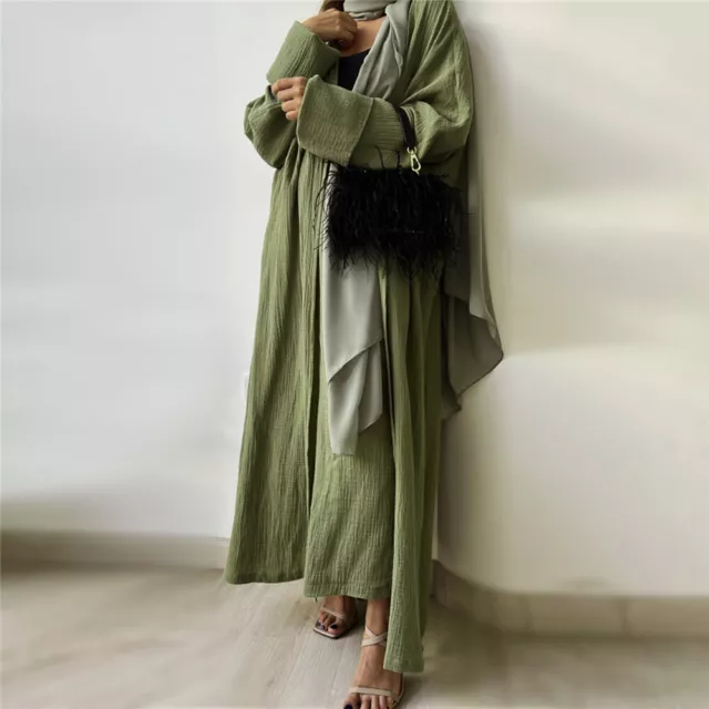 Muslim Open Kaftan Islamic Kimono Abaya Women Cardigan Long Dress Ramadan Robe