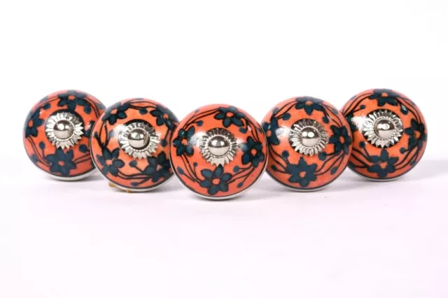 Floral Cupboard Cabinet Pull Handles Ceramic Cabinet Drawers Door Knobs