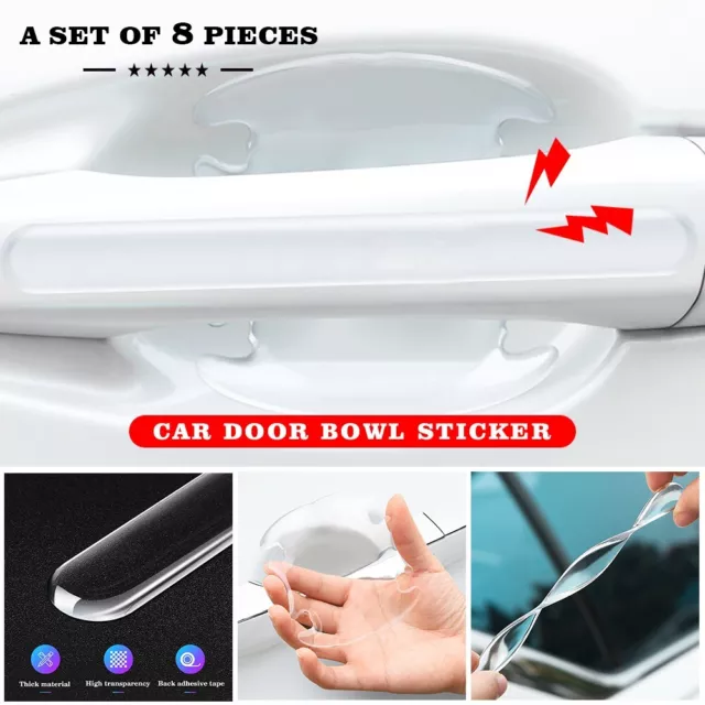 8pcs Invisible Car Door Handle Bowl Scratches Sticker Protector Film Universal