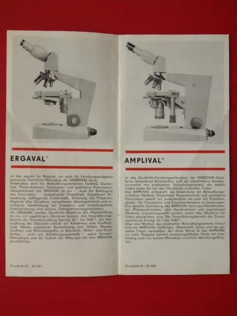 altes Foto Prospekt Carl ZEISS Jena Durchlicht Mikroskope von 1969 ( F 17190 3