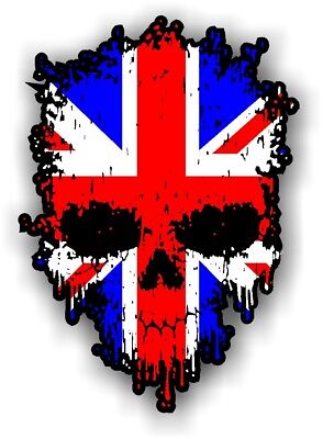 DRIPPING Biker SKULL & Union Jack British GB Flag vinyl car bike sticker decal