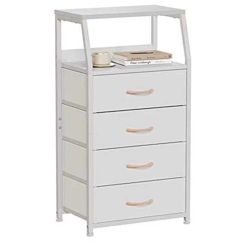 Furnulem Tall Dresser, Vertical Storage Tower Dresser for 4 Drawers White