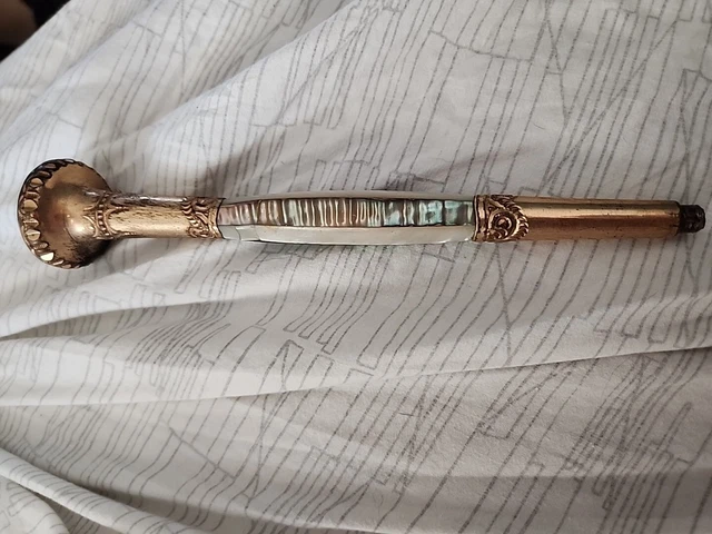 Parasol Umbrella Handle Antique Victorian Plated And Mother Of Pearl AS IS