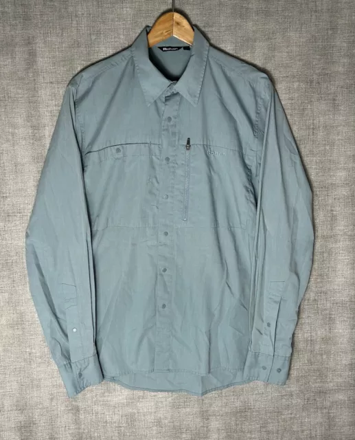 Rohan Bags Long Sleeved Shirt Blue  Mens Size Medium Outdoors Snap Buttons