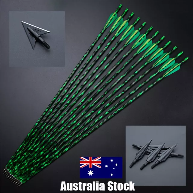 Hunting Archery 30" Carbon Arrow Spine 500 for Compound Recurve Bow OR Broadhead