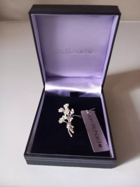 BNIB Jon Richard Silver Tone & Crystal Spray Design Brooch